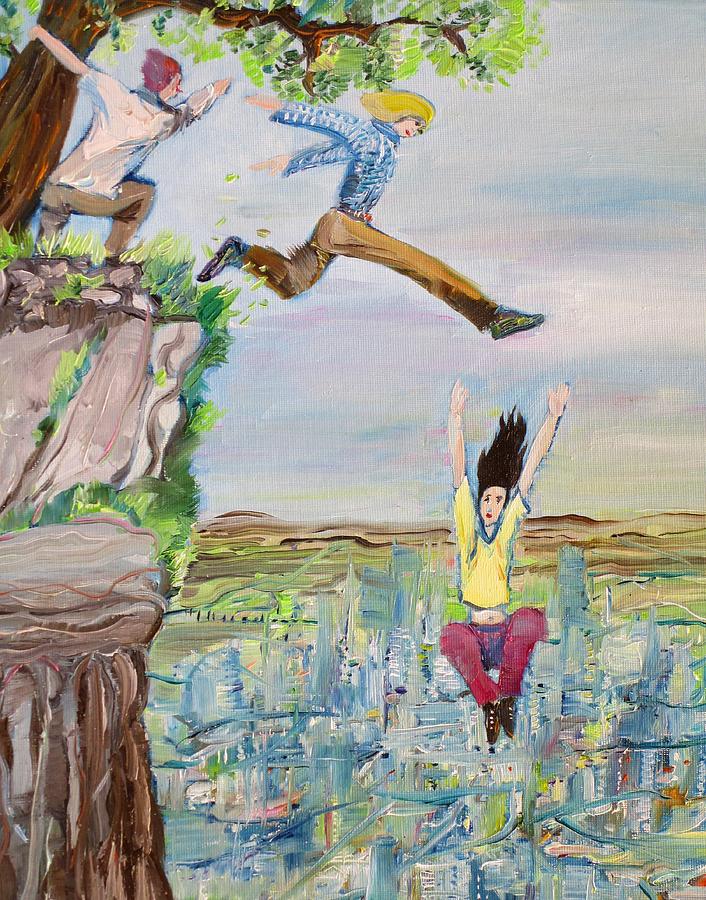Jumping Into The City Painting by Fabrizio Cassetta