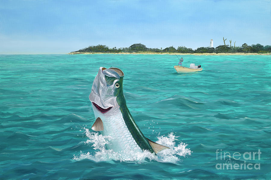 Jumping Tarpon Painting by Carlos Cardenas - Fine Art America