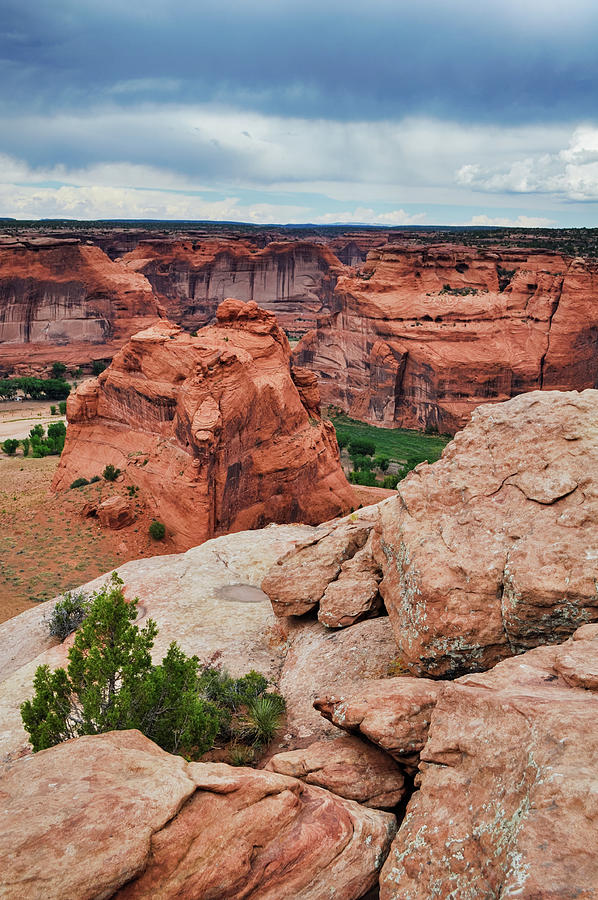 Junction Overlook Canyon de Chelly National Monument Portrait Photograph by Kyle Hanson