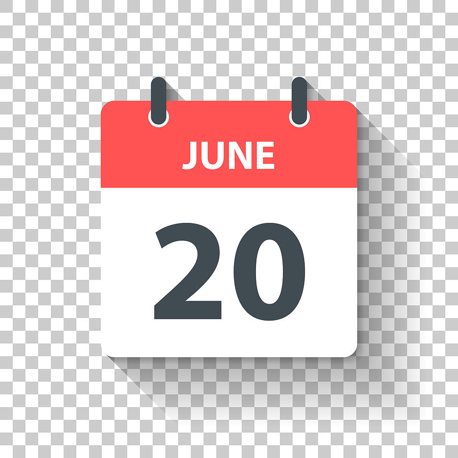 June 20 - Daily Calendar Icon in flat design style Drawing by Bgblue