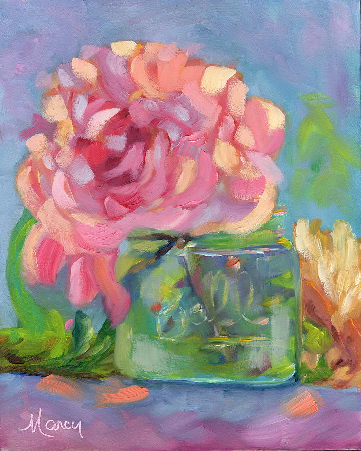June is for Peonies Painting by Marcy Brennan