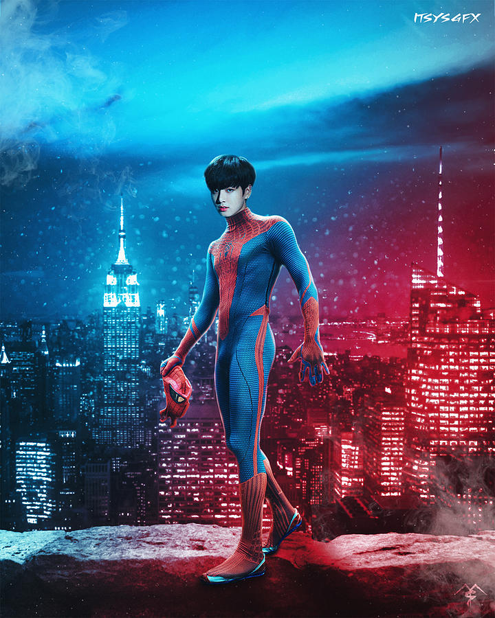 Spider-man Mixed Media - Jungkook as Spiderman by Y S