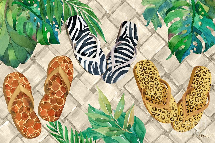 Jungle Painting - Jungle Flip Flops Horizontal by Paul Brent