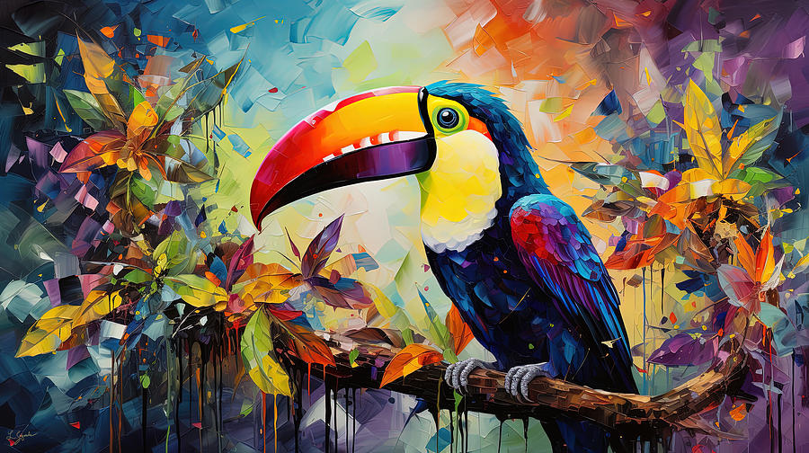 Jungle Oasis - Tropical Birds Art Painting by Lourry Legarde Jungle Oasis - Tropical Birds Art Painting by Lourry Legarde