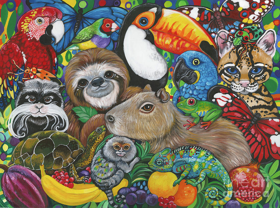 Jungle Painting - Jungle Picnic by Lynda Bell