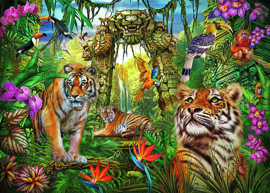 Jungle Tiger Ruins Digital Art by Ciro Marchetti - Fine Art America