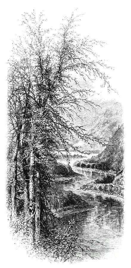 Juniata River, Pennsylvania, 1874 Drawing by Granville Perkins