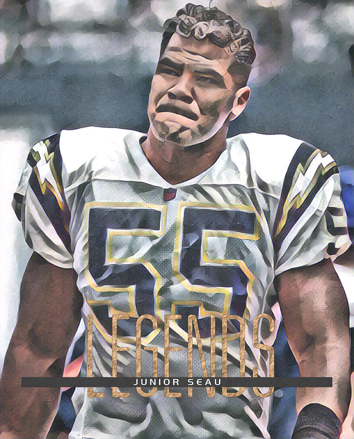 Junior Seau San Diego Chargers Trading Card Poster 100 Mixed Media by Joe  Hamilton - Fine Art America