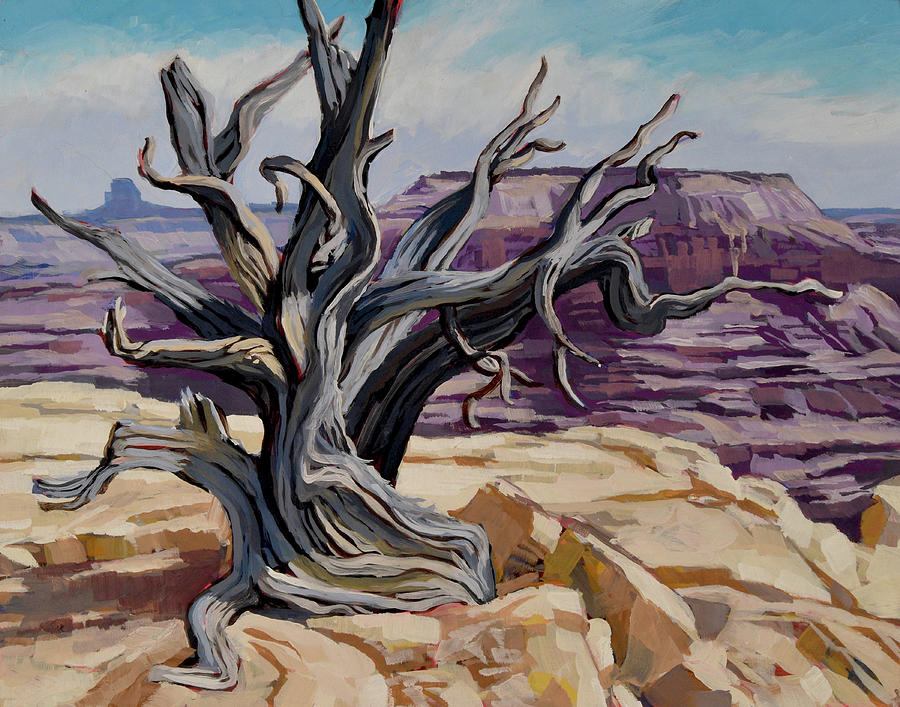 Juniper Skeleton little grand canyon Painting by Stephen Bartholomew