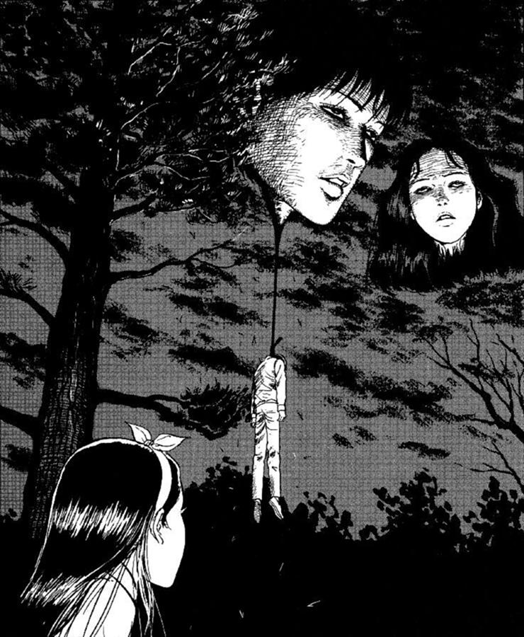 Junji Ito Floating heads Digital Art by Leonard Pabin
