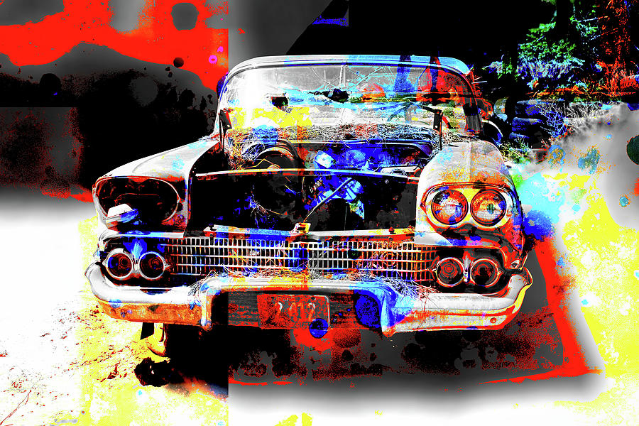 Junked Car Colorful 92022 Photograph by Cathy Anderson