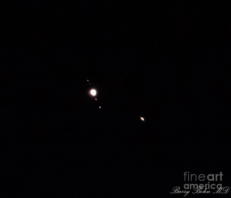 Jupiter and four moons and Saturn Photograph by Barry Bohn