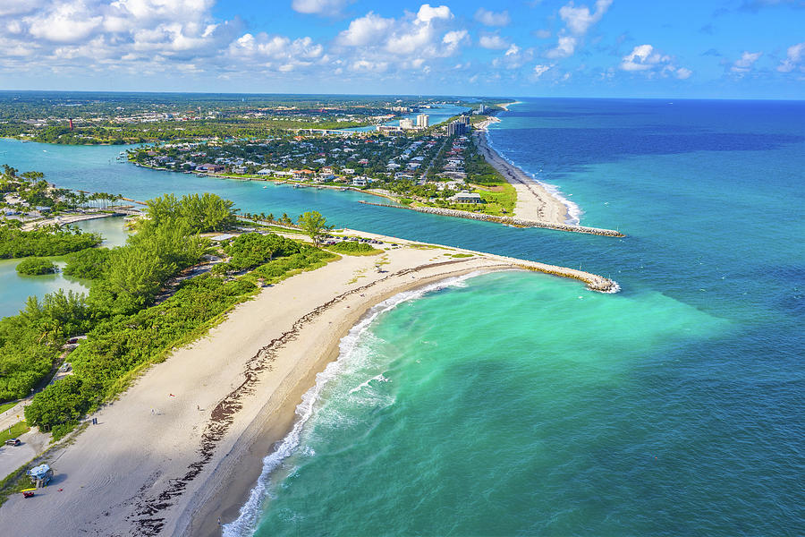 Jupiter Beach Florida Aerial Inlet Waterfront Property Condo Dub Photograph by Kim Seng