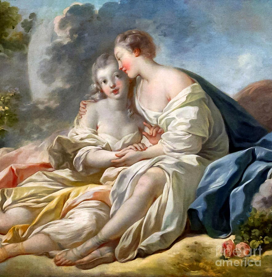 Jupiter Disguised As Diana Tries To Seduce Callisto Painting by Jean-Honore Fragonard