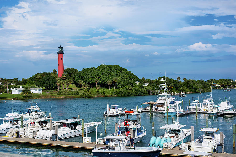 Jupiter Inlet Lighthouse and  Marina Photograph by Laura Fasulo