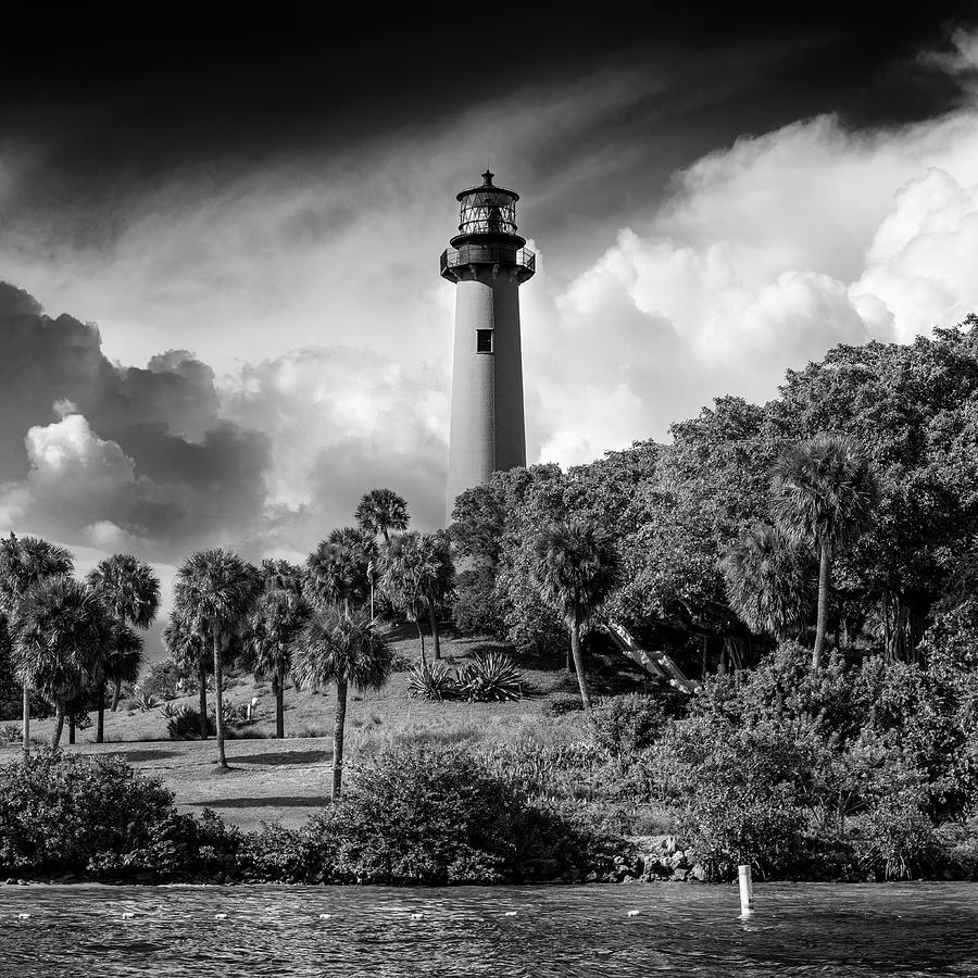 Jupiter Lighthouse bw sq Photograph by Laura Fasulo