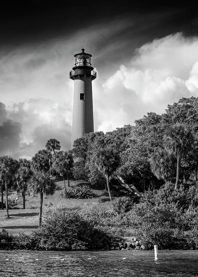Landmark Photograph - Jupiter Lighthouse bw Vertical by Laura Fasulo