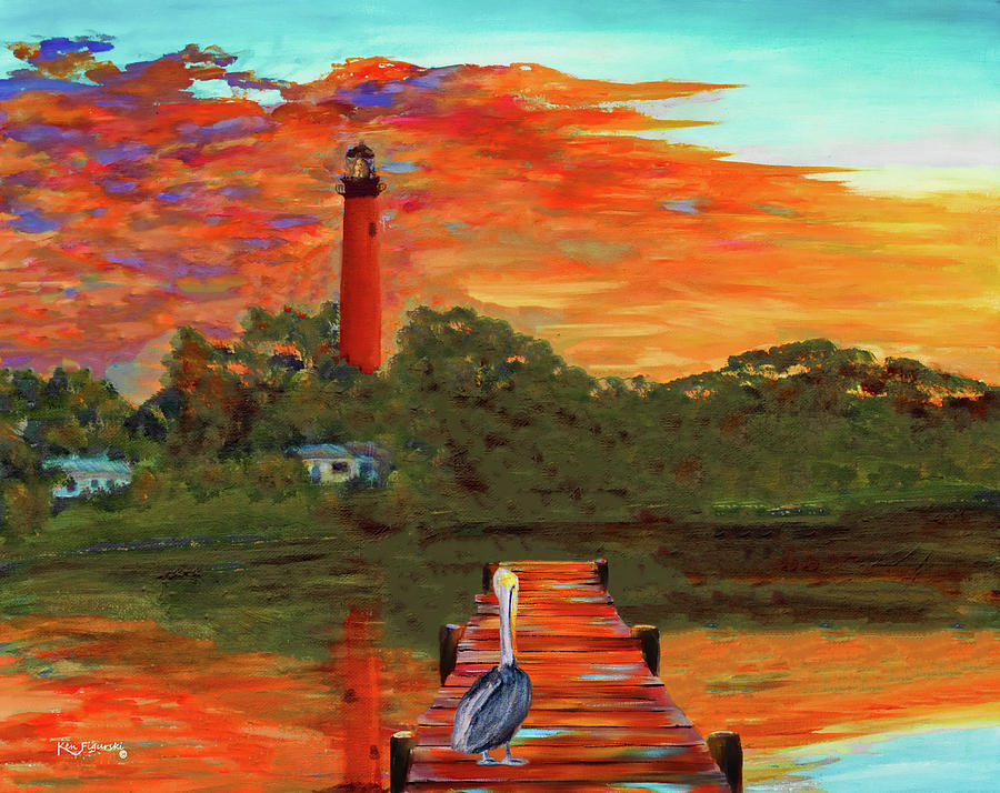 Jupiter Lighthouse Painting 2 Painting by Ken Figurski