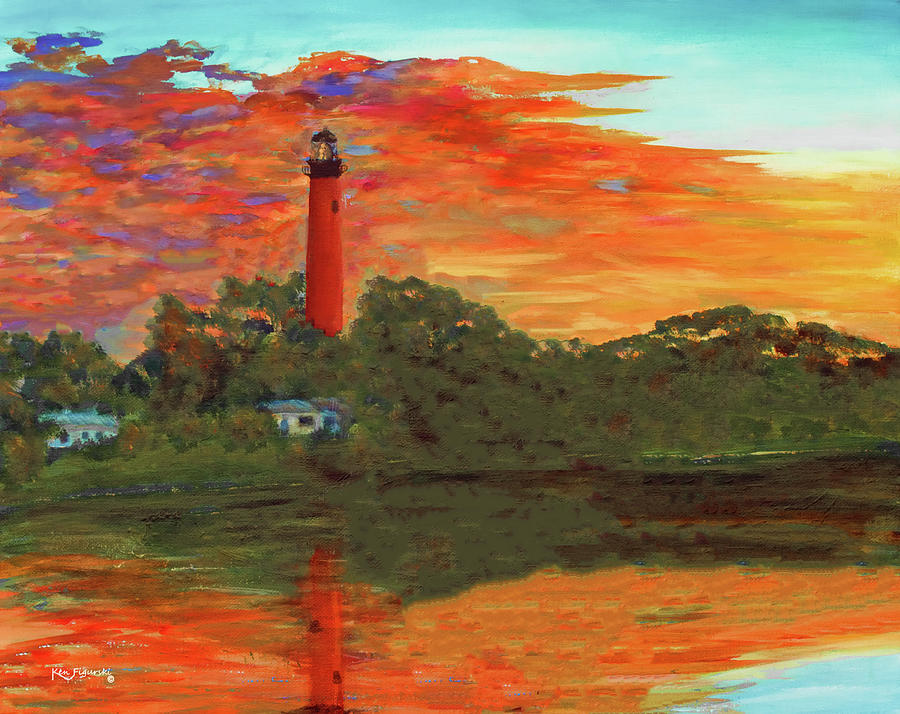 Jupiter Lighthouse Painting Painting by Ken Figurski
