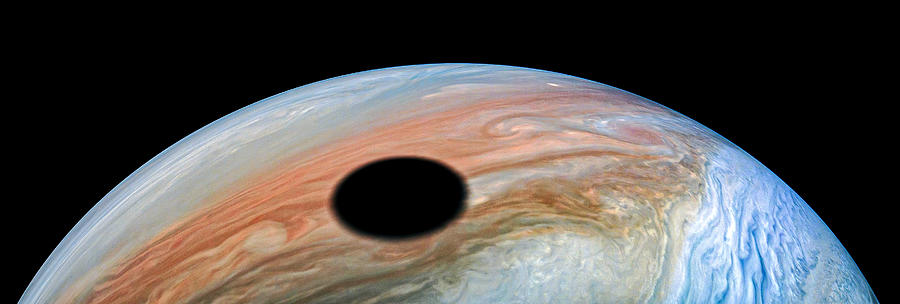 Jupiters Volcanically Active Moon Io Casts Its Shadow On The Planet In ...