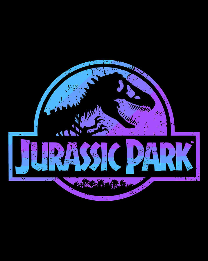 Jurassic Park Blue Purple Fossil Logo Drawing by Grace Hunter