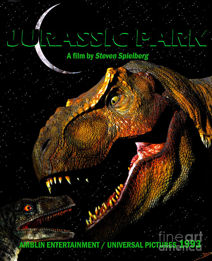 Jurassic Park retro movie poster Mixed Media by David Lee Thompson