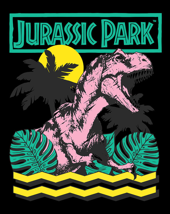 Jurassic Park Vintage T-Rex Roar Retro Long Sleeve Digital Art by Sue ...