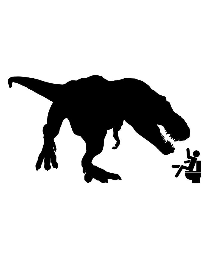 Jurassic TRex Dinosaur Eats Man on Toilet Funny Painting by Davies ...