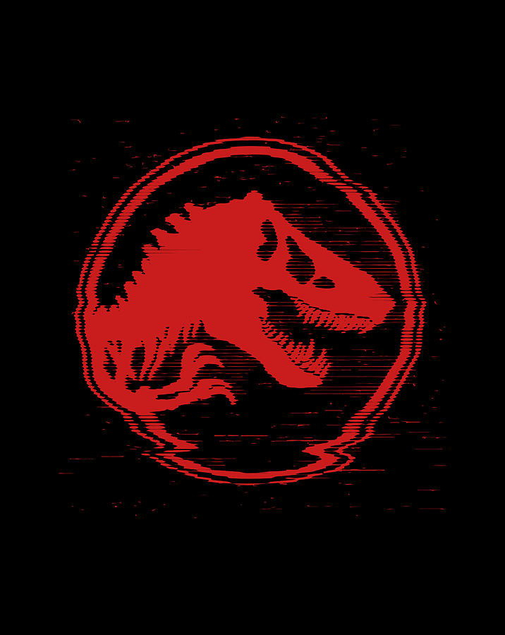 Jurassic World Red Logo Glitch Coin Drawing by Tintin Bjorklund