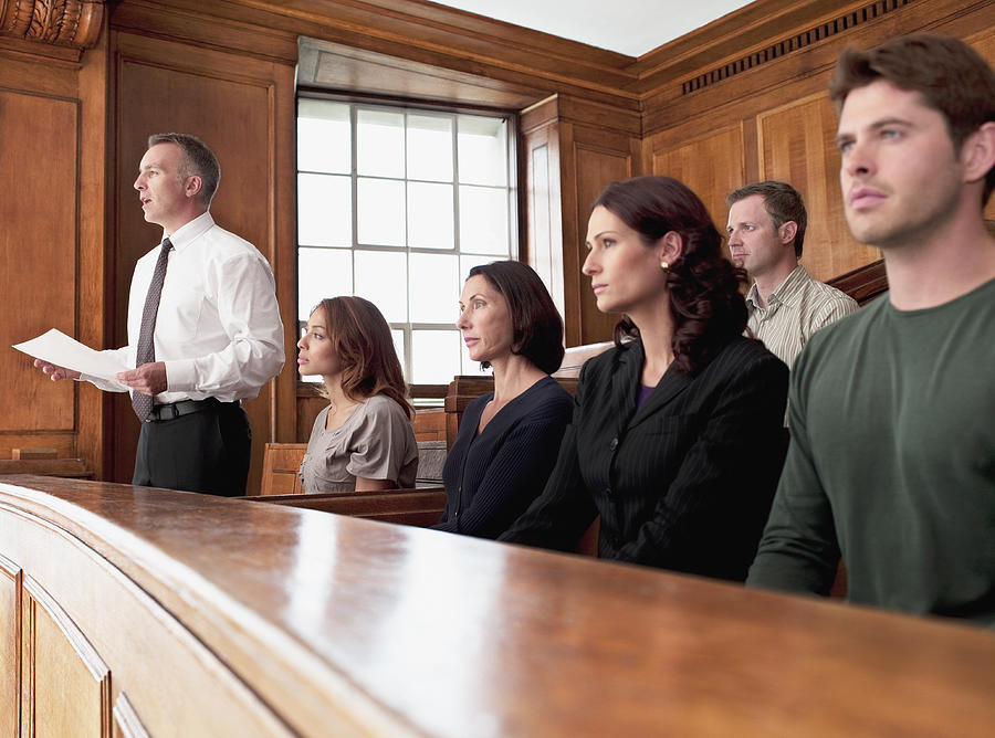 Jury sitting in courtroom Photograph by Chris Ryan