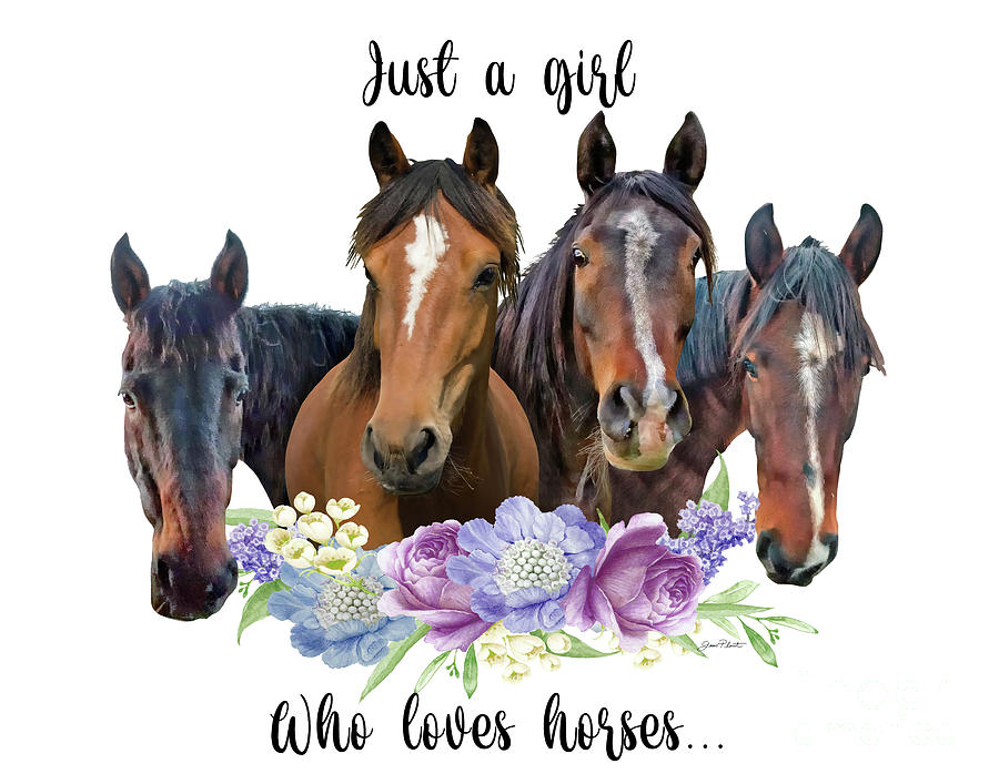 Just a Girl Who Loves Horses A Digital Art by Jean Plout