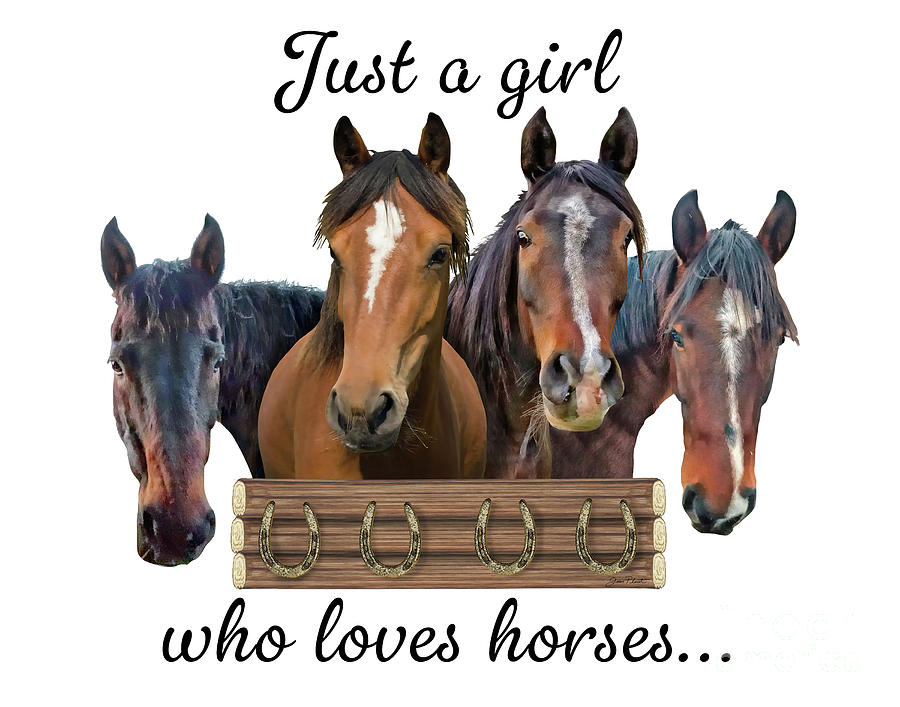 Just a Girl Who Loves Horses B Digital Art by Jean Plout