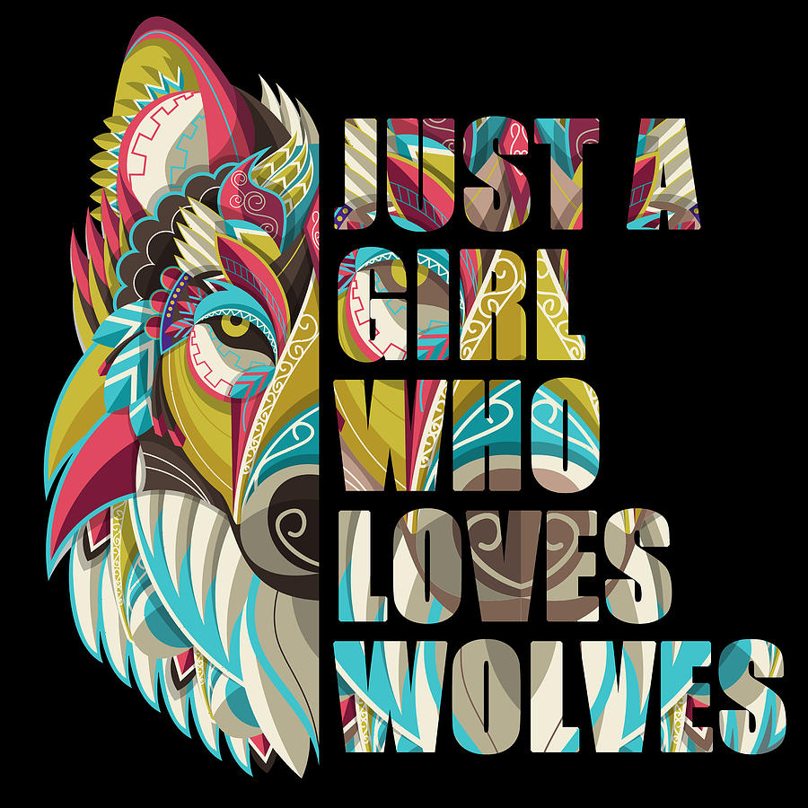 Just A Girl Who Loves Wolves Mandala Painting by Tony Rubino