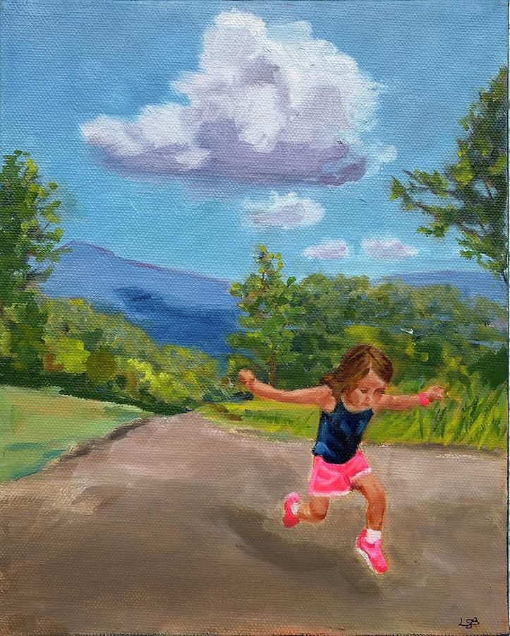 Just a Hop Skip and a Jump Painting by Lisa Burlinson Just a Hop Skip and a Jump Painting by Lisa Burlinson