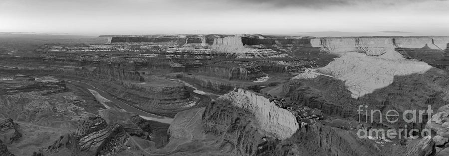 Just After Sunrise In The Utah Canyons Crop Black And White Photograph by Adam Jewell