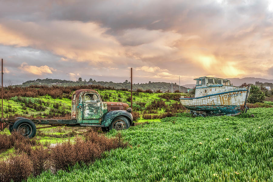 Just An Old Boat and Truck Petaluma California Photograph by Joseph S Giacalone