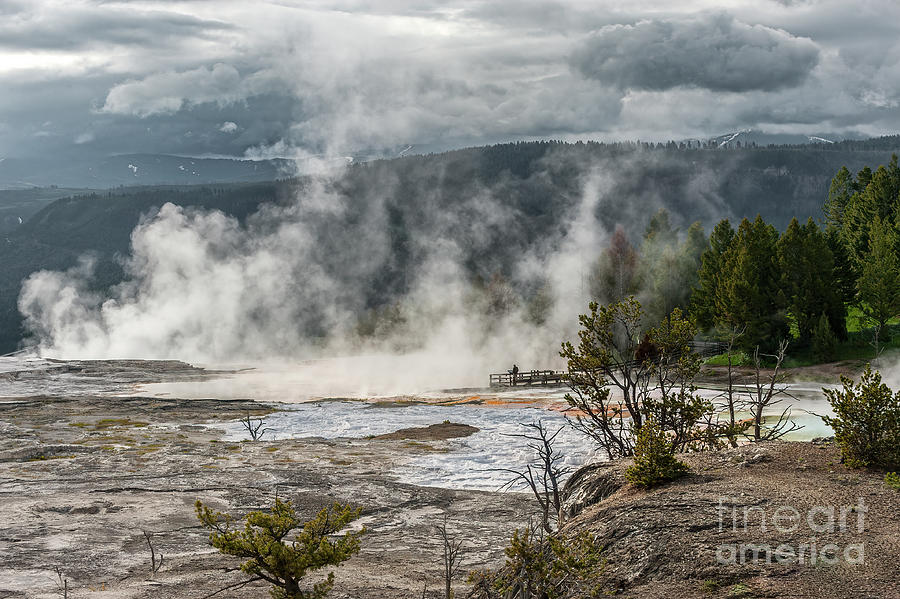 Yellowstone National Park Photograph - Just Before The Storm - Mammoth Hot Springs by Sandra Bronstein