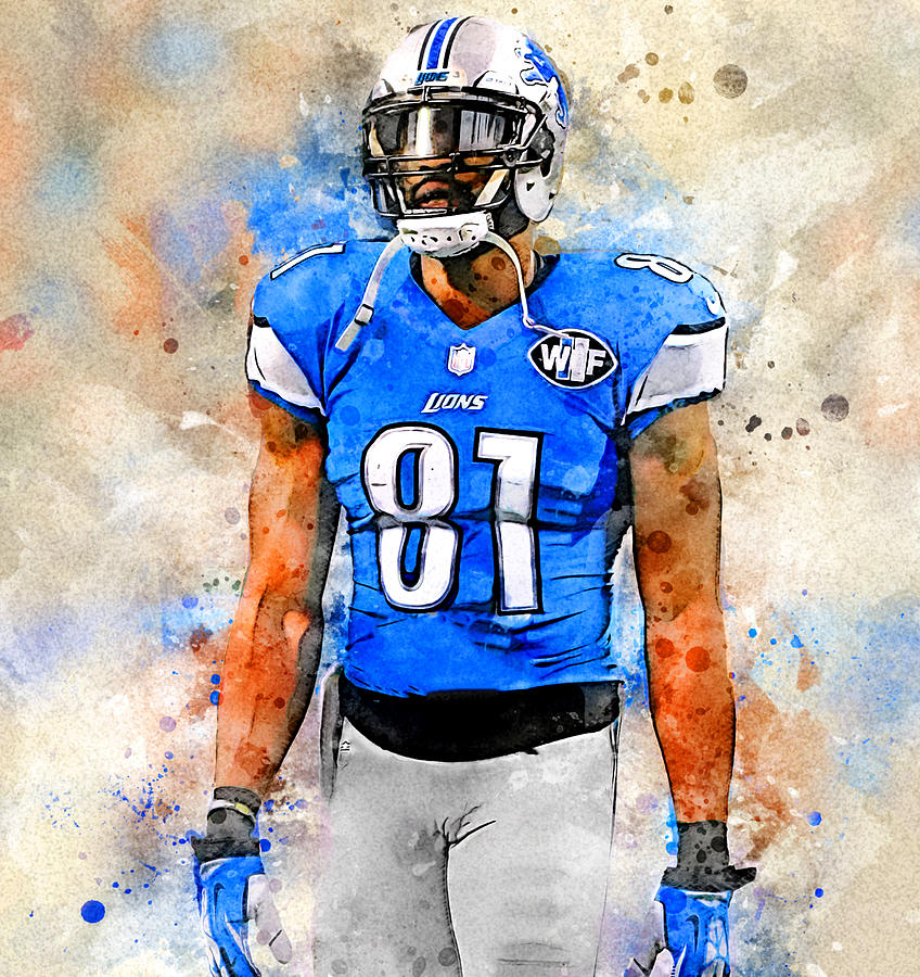 Calvin Johnson Detroit Lions Art Greeting Card by Joe Hamilton