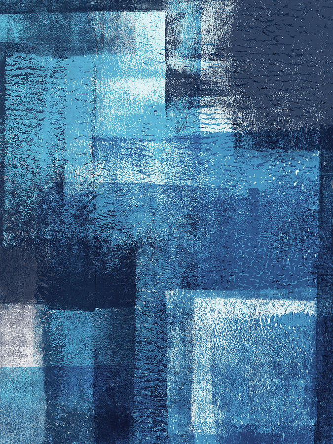 Abstract Painting - Surfaces 17 - Cyan, White and Dark Blue by Menega Sabidussi