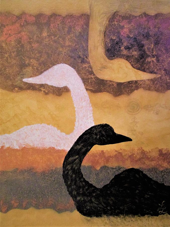 Silhouette Geese Abstract Painting by Lynn Raizel Lane