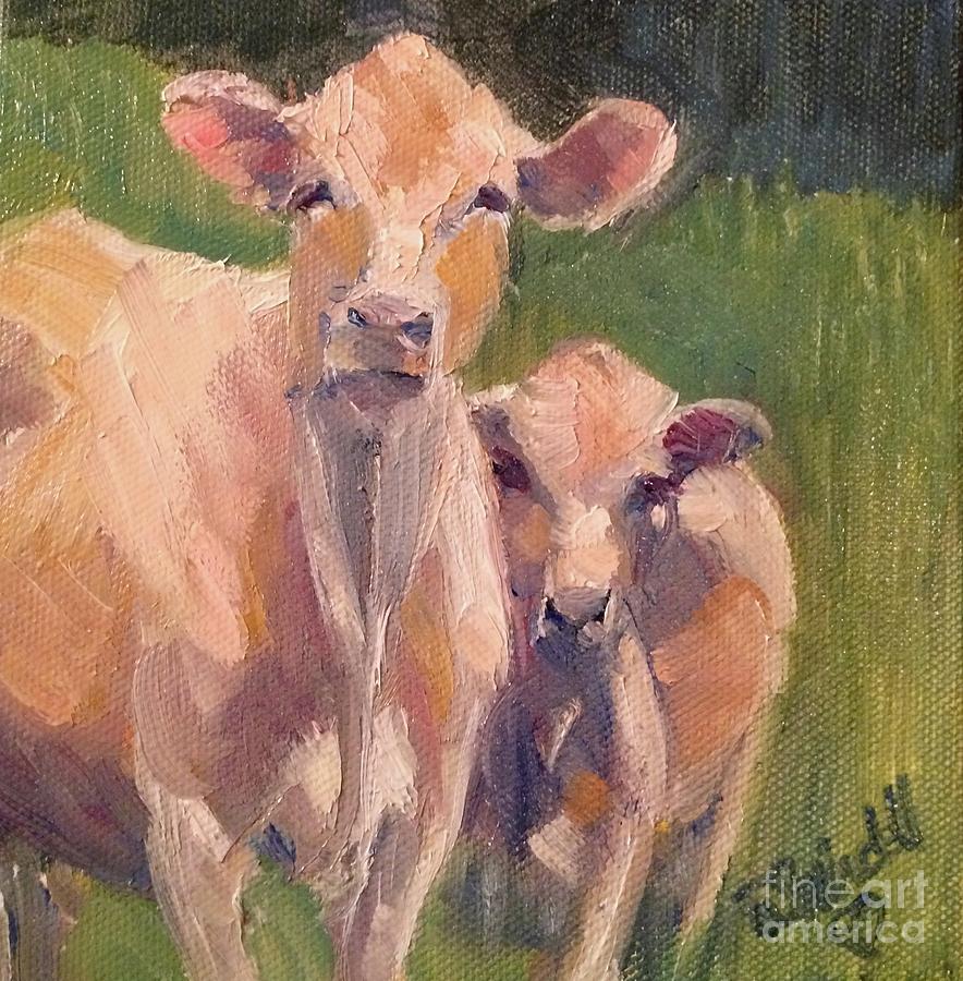 Just Grazing Cow Calf Painting