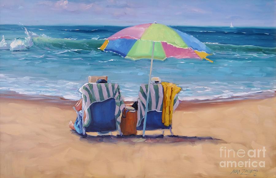Beach Scene Painting - Just Leave a Message by Laura Lee Zanghetti