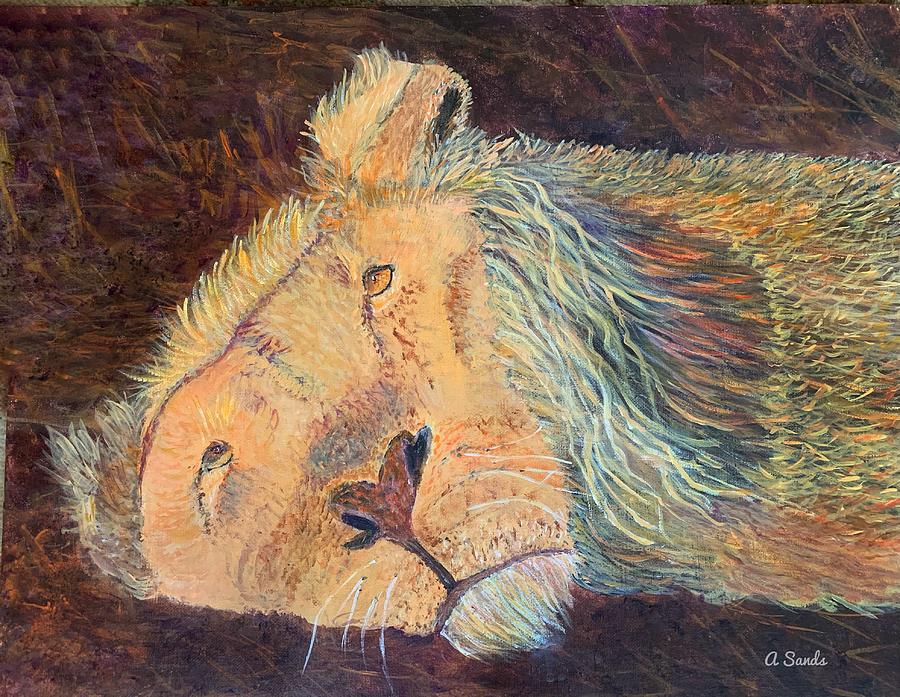 Just Lion Around Painting by Anne Sands