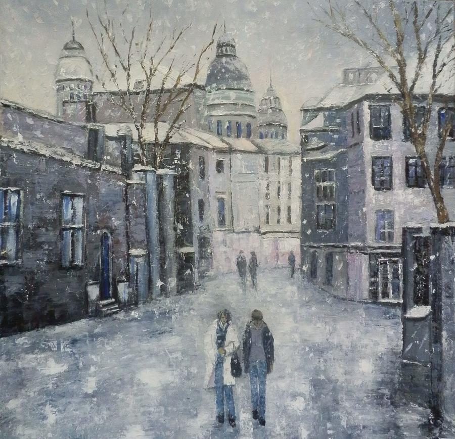 Winter Painting - Just one winter day by Maria Karalyos