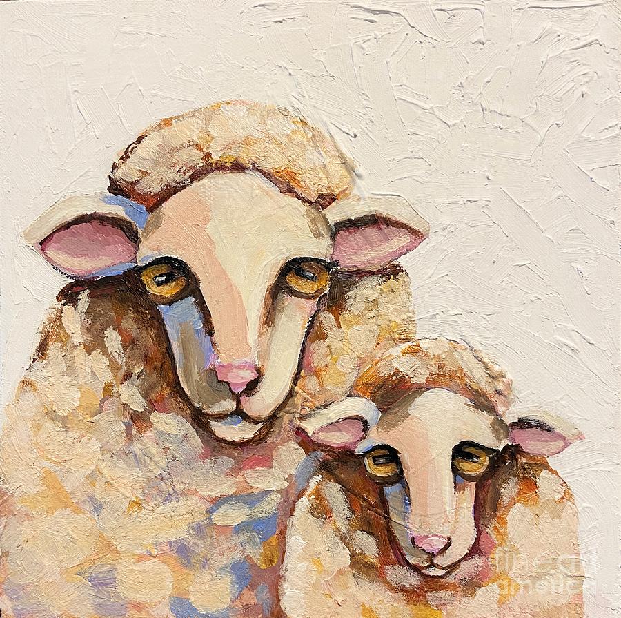 Just Us Sheep Painting by Lucia Stewart