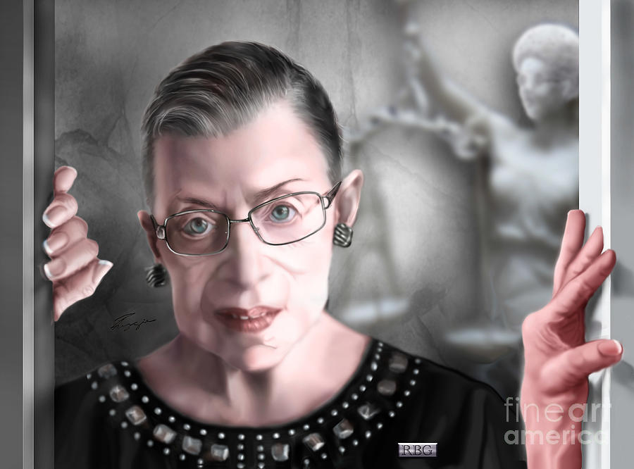 Justice Ginsburg Lady Justice Sliding door Painting by Reggie Duffie