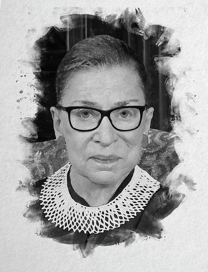 Justice Ruth Bader Ginsburg BW Photograph by C H Apperson