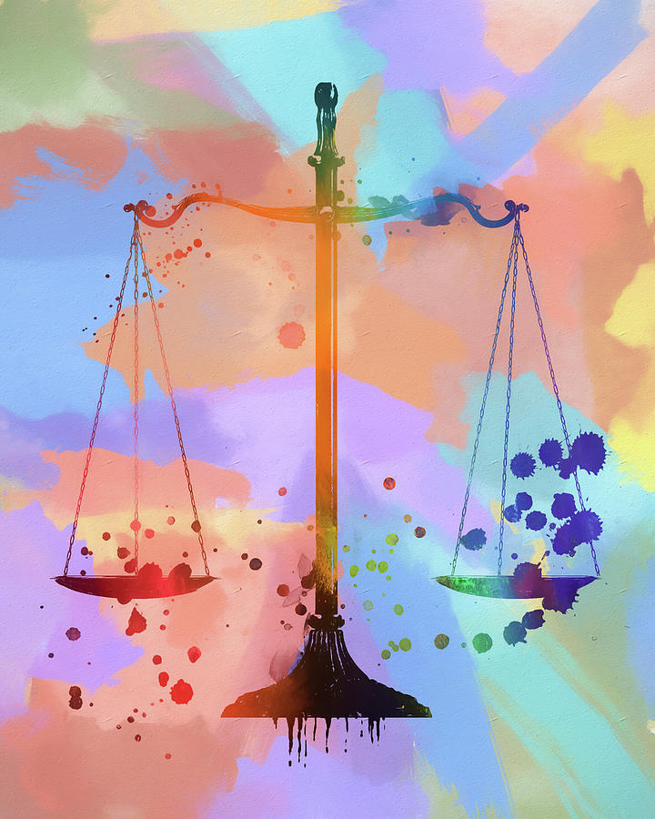 Scales Of Justice Painting - Justice Scales Colorful by Dan Sproul
