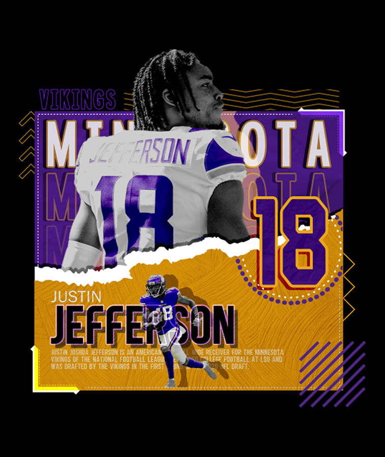 Justin Jefferson Football Paper Poster Vikings Digital Art by Kelvin ...