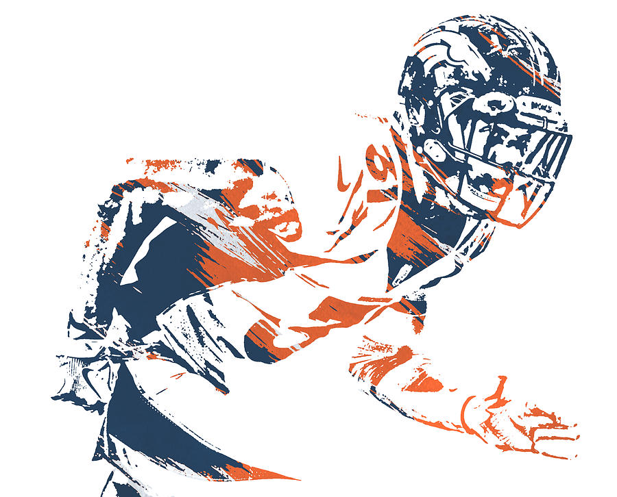 Justin Simmons DENVER BRONCOS STROKES PIXEL ART 2 Poster by Joe